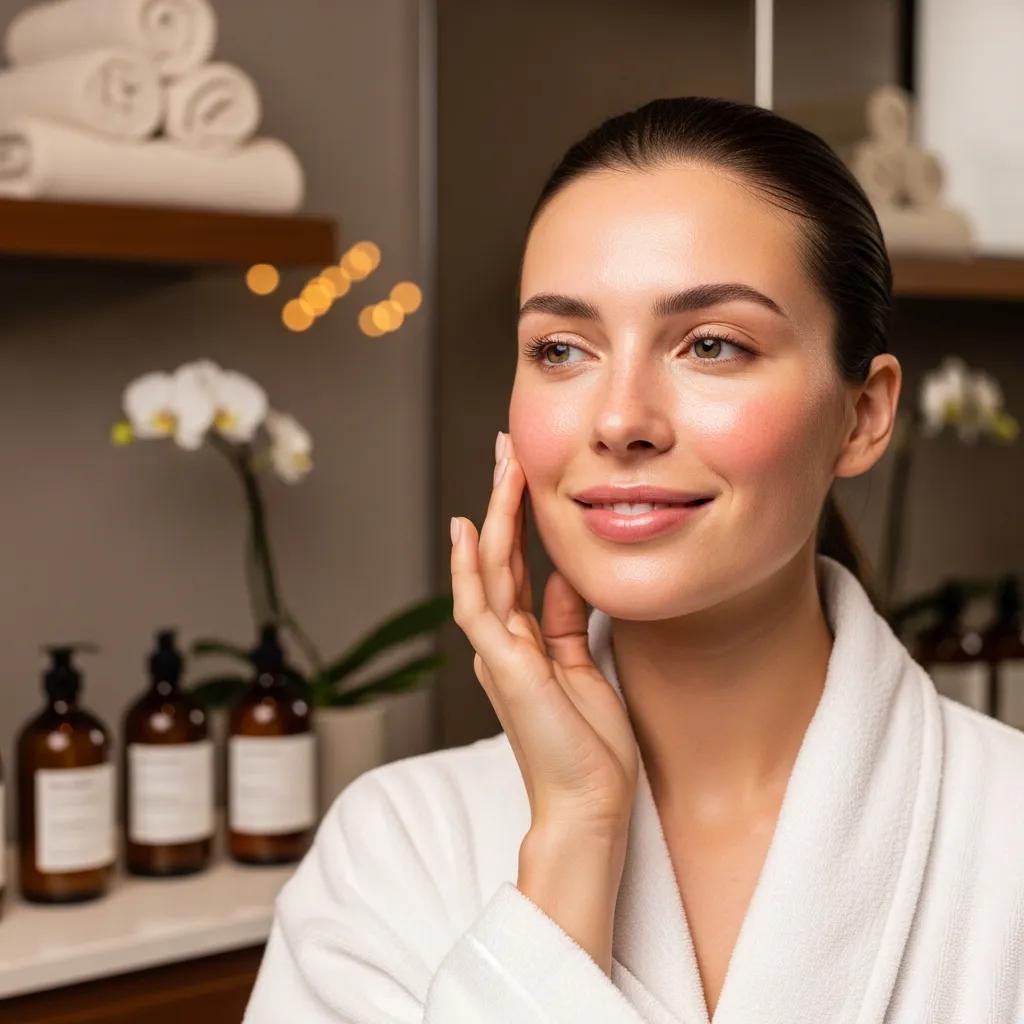 Client showing glowing, refreshed skin after a facial treatment